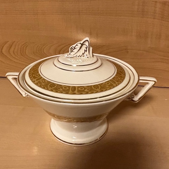 Burleigh Ware Zenith Covered Sugar Bowl and Creamer - Picture 2 of 5